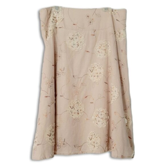 RW&CO. Floral Hydrangea Applique Embroidery Light Beige Cottagecore Skirt Sz 8 - Picture 7 of 12